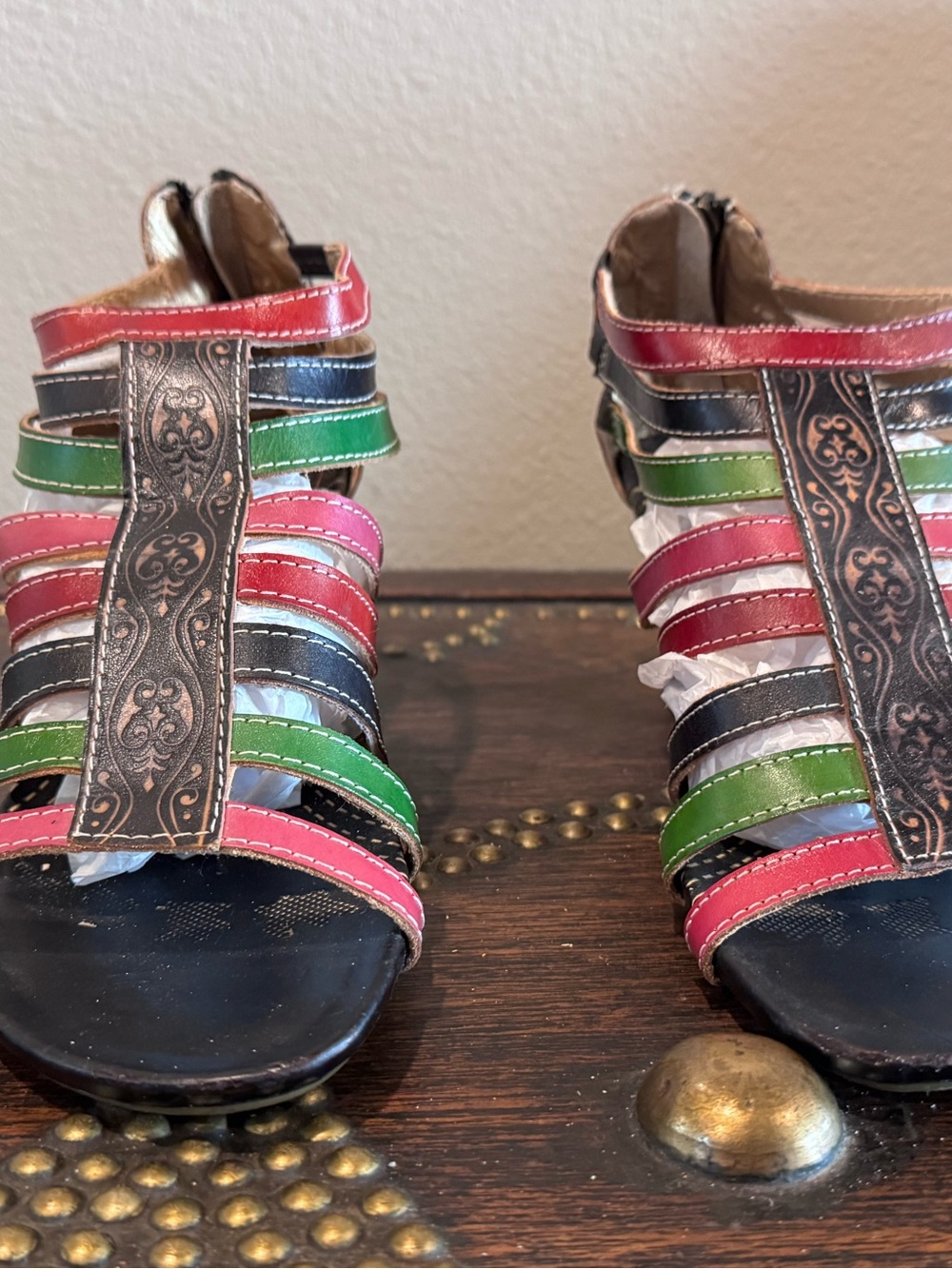 Multicolor Strappy Heeled Sandals Pink, Green, Black! Elite Corkus St. Martin. - Picture 2 of 11